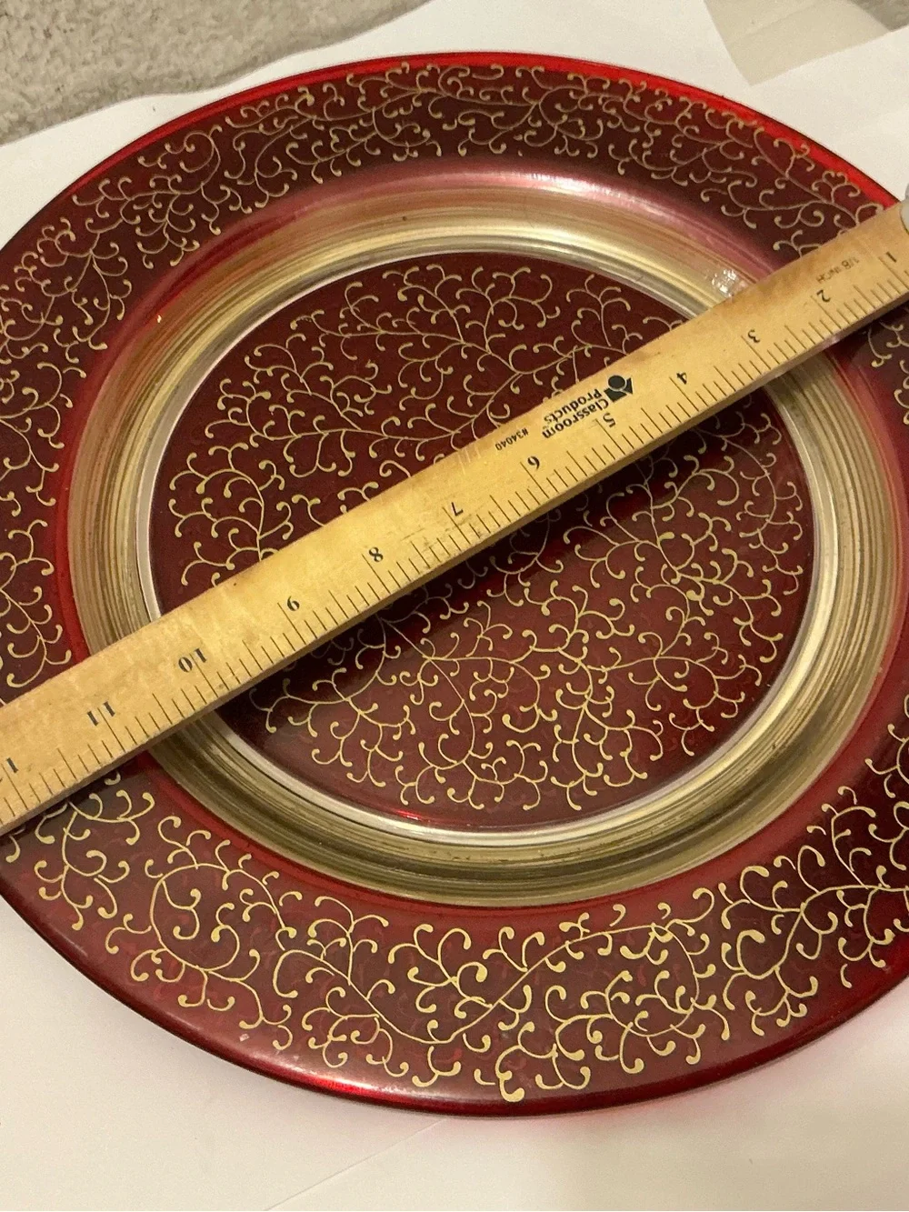 2 Pier 1 Red and Gold Decorative Charger Plate